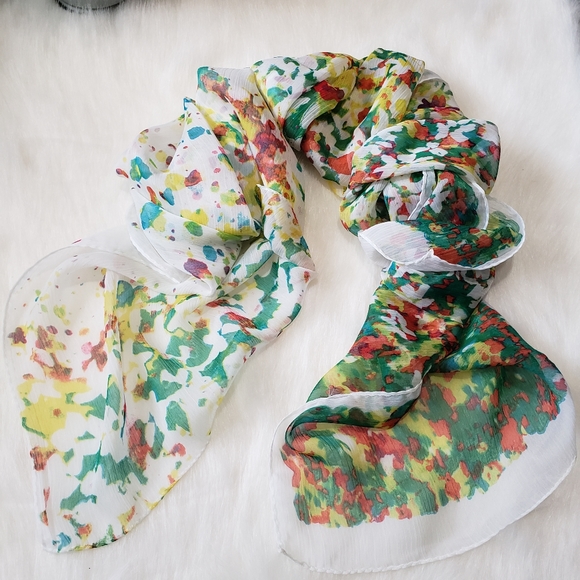 Watercolor White/Green/Yellow/Red Light Scarf - Picture 2 of 8